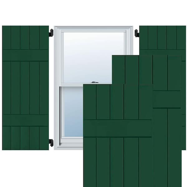 Ekena Millwork Exterior 5 Board (2 Batten) Real Wood Pine Board-n-Batten Shutters, Chrome Green PR, RWB18X072CGP RWB18X072CGP - main